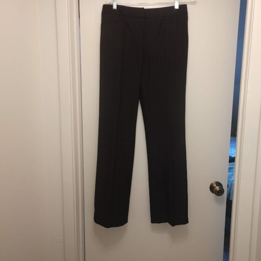 Elliott Lauren Black with Brown Pinstripe Career Trousers,  Boot Cut,  Size 8
